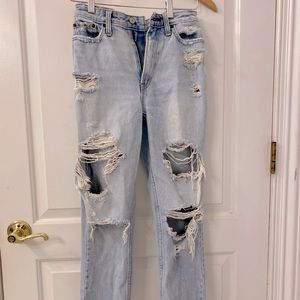 High waisted straight jeans